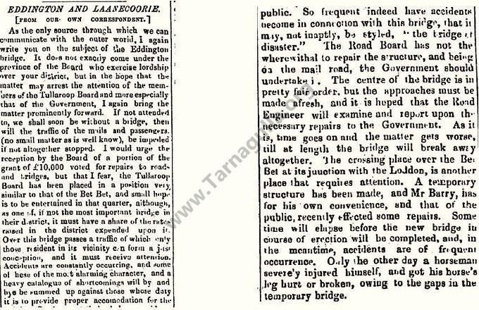 Request for repairs to Eddington Bridge October 1863