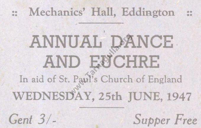 Annual Dance and Euchre 25 June 1947