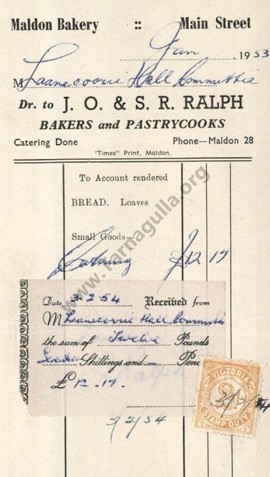 J. O. & S.R. Ralph, Bakers, Maldon, Invoice January 1953