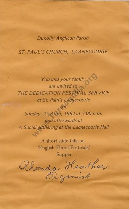 St Paul's Anglican Church, Laanecoorie 25 April 1982