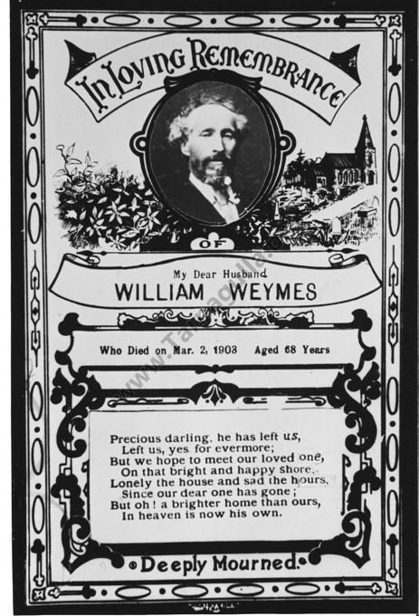William Weymes memorial card 1903
