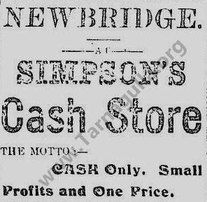Simpsons Cash Store Advertisement 1909