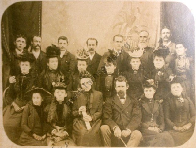 Tarnagulla Wesleyan Choir, c.1890.
    The gentleman in the front row is  H.W.Treloar. 
     Second from left front row is 
          Margaret Davies.