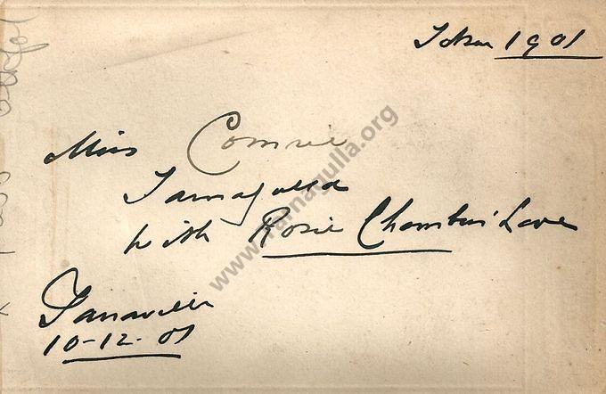 Reverse of photo Of Rosie Chambers 1901