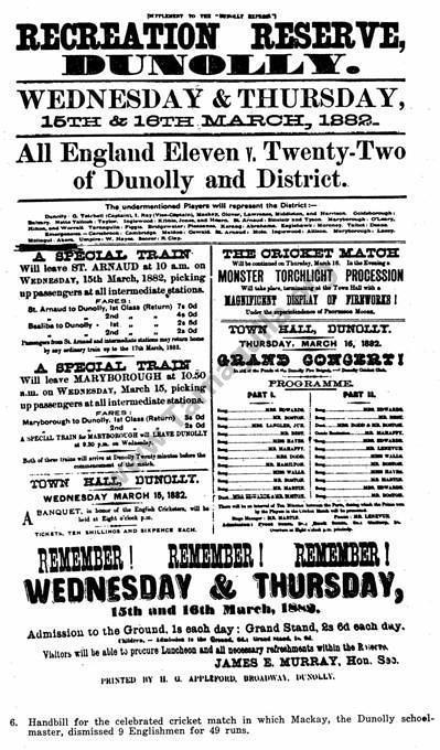 All England Eleven v Twenty-Two of Dunolly and District 1882