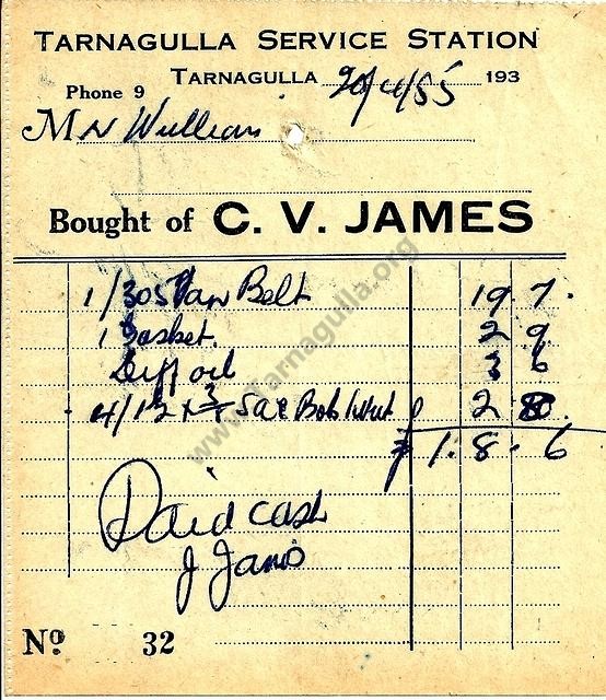 Claude James Invoice, 1955