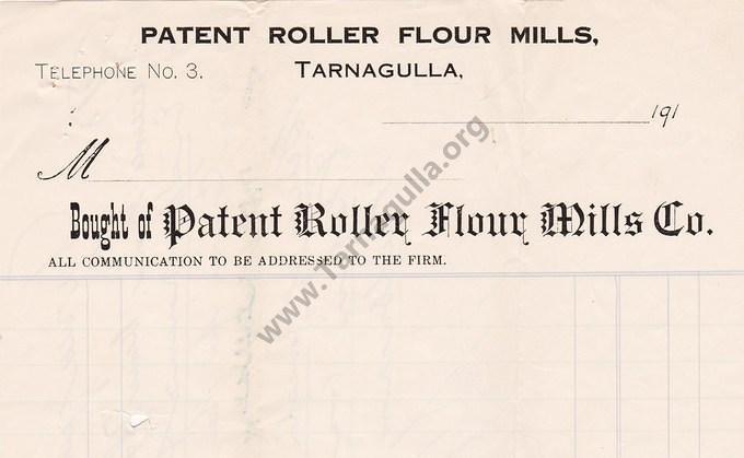 Invoice Tarnagulla Patent Roller Flour Mills Co. c 1915