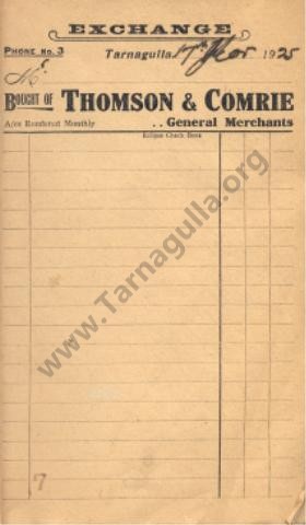 Thomson & Comrie Invoice.