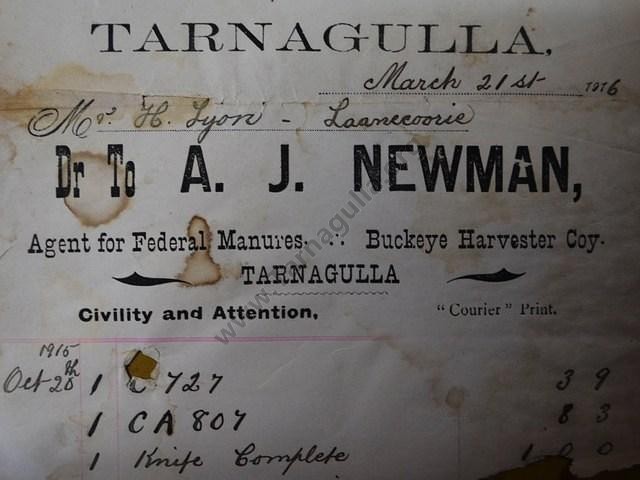 A.J.Newman Invoice, 1916.