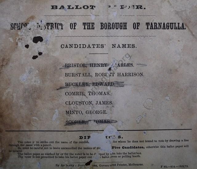 School Ballot paper, 1873.