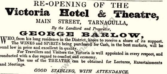 Reopening of Victoria Hotel and Theatre October 1863