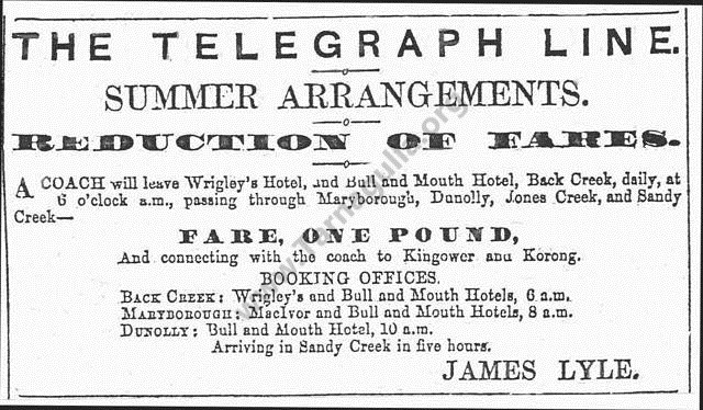 Telegraph Coach Line, 1860.