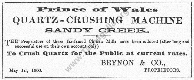 Prince of Wales Claim and Quartz Crushing, 1861.