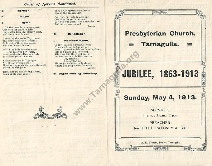 Presbyterian Church Jubilee, 1863-1913