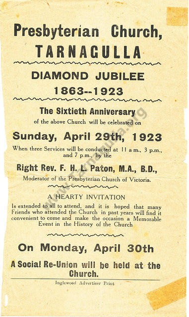 Presbyterian Church Diamond Jubilee 1863-1923