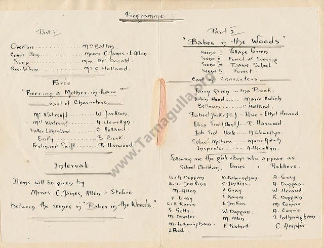 Tarnagulla  1924 Inside Programme