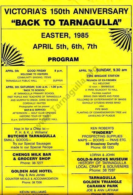 Programme for Back to Tarnagulla 1985