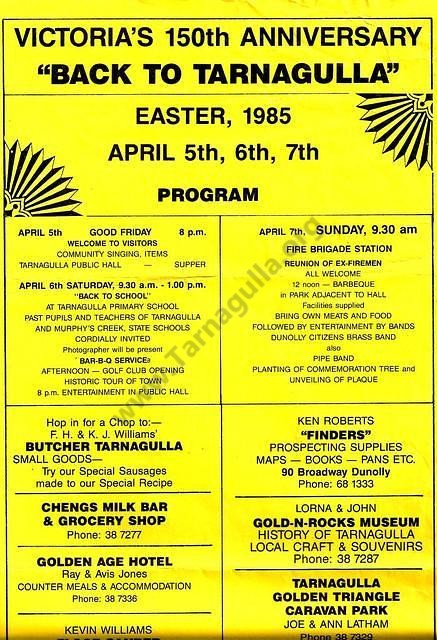 Programme for Back to Tarnagulla 1985