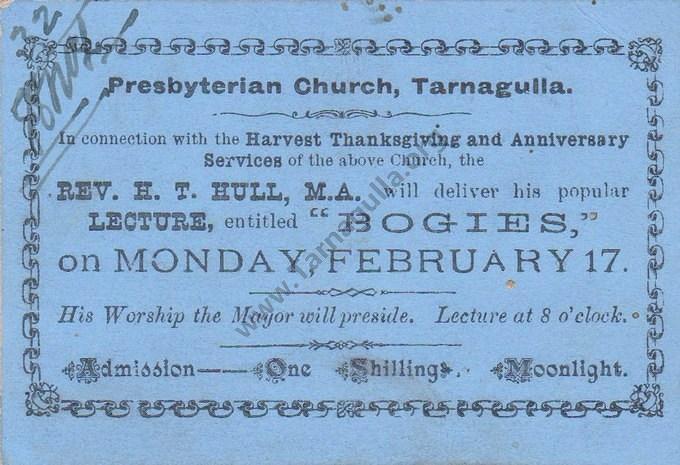 Rev H T Hull Presbyterian Church Lecture 17 February (?)