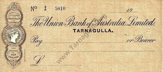 Cheque Drawn on Union Bank, Tarnagulla