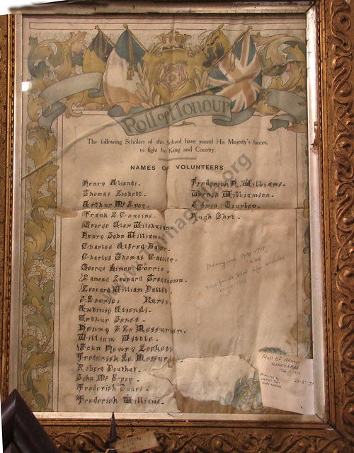 Waanyarra "Roll of Honour" 1914-18