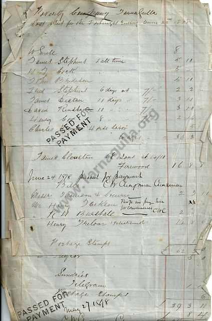 Document from the ledgers of the Poverty Company, Tarnagulla, 1878.