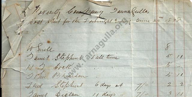 An historic document from the ledgers of the Poverty Company, Tarnagulla, dated June 1878.
From the Win and Les Williams Collection.