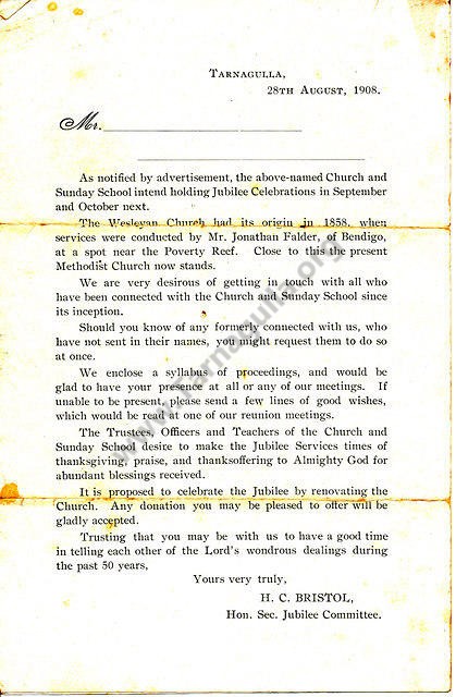 Wesleyan Church Tarnagulla 1908-2