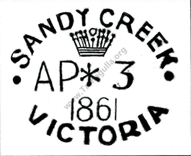 Sandy Creek Post Office Stamp, 1861