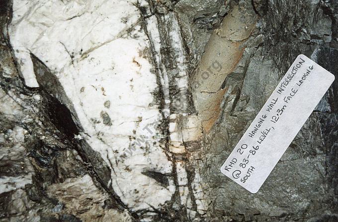 1996 Reef Mining NL-Drillhole RMD20 exposed underground