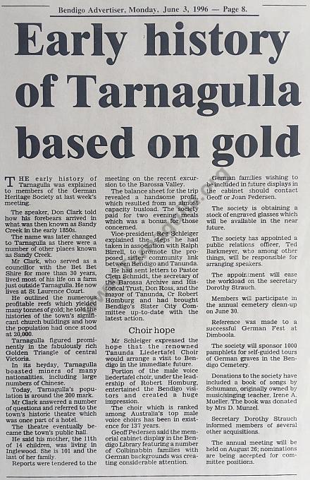 Bendigo Advertiser, 3 June, 1996