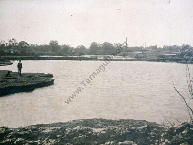 Tarnagulla Gold Estates NL, 1906.
Walter Riddington standing on the bank.