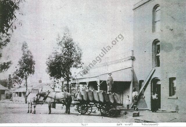 Tarnagulla Flour Mill, looking north, with John Pierce's old Southern Cross Store incorporated into the mill buildings. Also note left distance the chimney stack for Treloar's foundry.