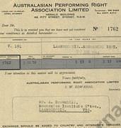 Invoice from Australian Performing Right Association Limited 30 June 1953