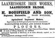 Advertisement Laanecoorie Iron Works 1881