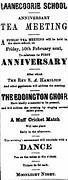 Advertisement Laanecoorie School Anniversary Tea Meeting 1865