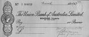 Cheque The Union Bank of Australia Limited 1947