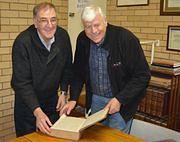 Shire President Geoff Curnow with George Swinburne, Laanecoorie, 2013.