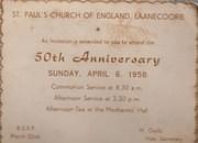 St Paul's Church of England, Laanecoorie, 50th Anniversary 6 April 1958