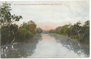 A Postcard dated 1907 and captioned "River Loddon, Llanecoorie, near Maryborough, Victoria". Note the mis-spelling of Laanecoorie.
David Gordon Collection