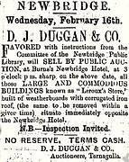 Sale by Auction of Leroux's Stores Newbridge February 1887