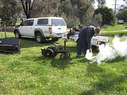 Tarnagulla History Day,
Out 'n About 
30 September 2012.
The day is over, putting out the fire.
Dennis Carnell Collection