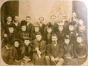 Tarnagulla Wesleyan Choir, c.1890.
    The gentleman in the front row is  H.W.Treloar. 
     Second from left front row is 
          Margaret Davies.