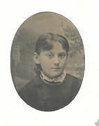 Miss Mary PAGE 1863-1935. Daughter of Thomas & Mary (nee Martin) PAGE.  Tiny tinplate photo.