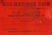 Ticket to All Nations Fair 8th & 9th September 1916