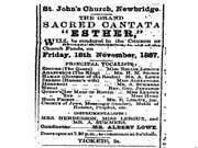 Presentation of Sacred Cantata "Ester" in St John's Church, Newbridge 18 November 1887 (2)x