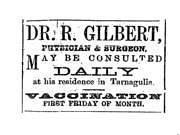 Dr R. Gilbert advertisement in The Tarnagulla & Llanelly Courier 12 November 1887