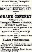 Tarnagulla Benevolent Society Grand Concert March 1864