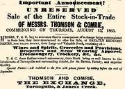 Thomson and Comrie Sale of Entire Stock October 1863