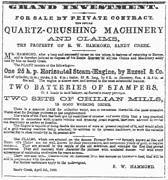 R.W.Hammond's Mining Interests, 1862.